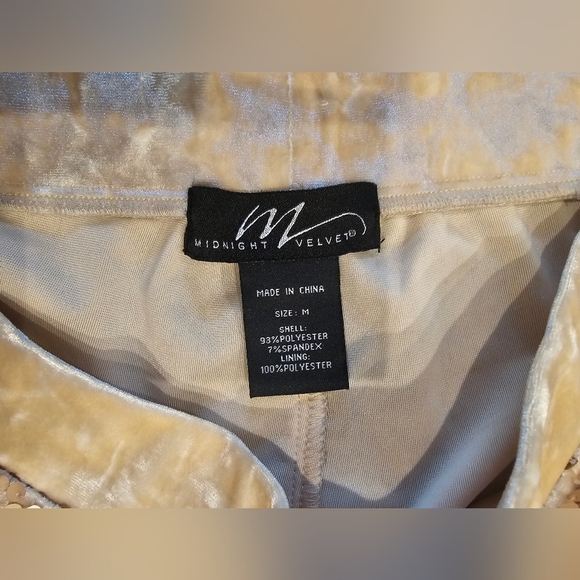 Midnight Velvet Bronze Cream Sequin Pull-On Pants – Stretch Waist, Medium - Picture 5 of 12